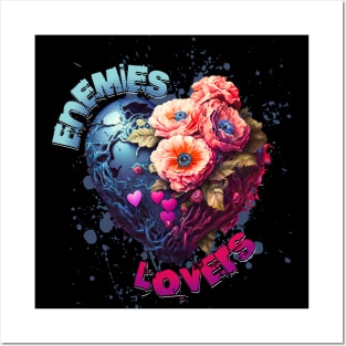 Enemies to lovers floral heart motif Posters and Art